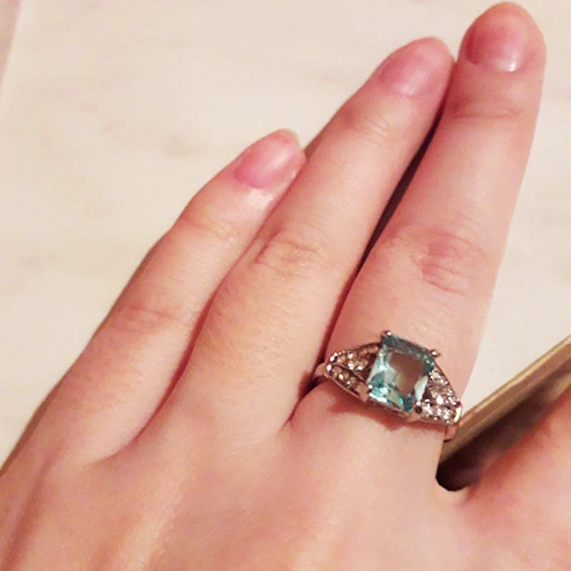 Новинка 2019 кольцо с синим кубическим цирконием модное кристаллами для женщин