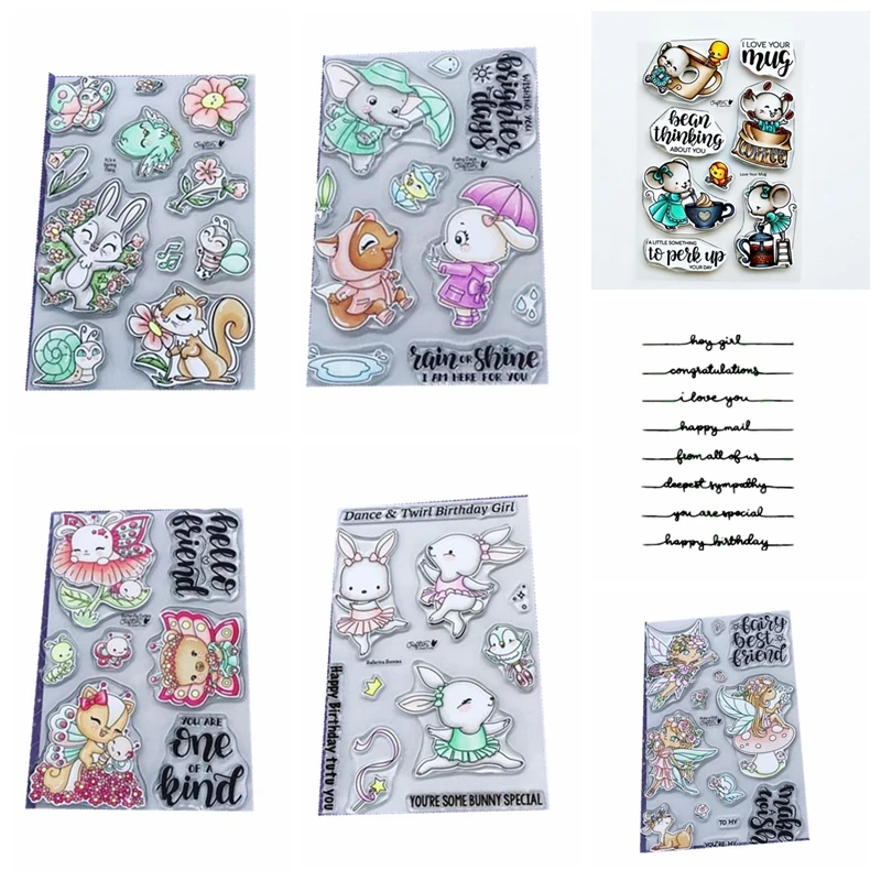 

Letters Dress Fairy Animal Rabbit Transparent Clear Silicone Stamp Set for DIY Scrapbooking/ Card Making Decorative Clear Stamps
