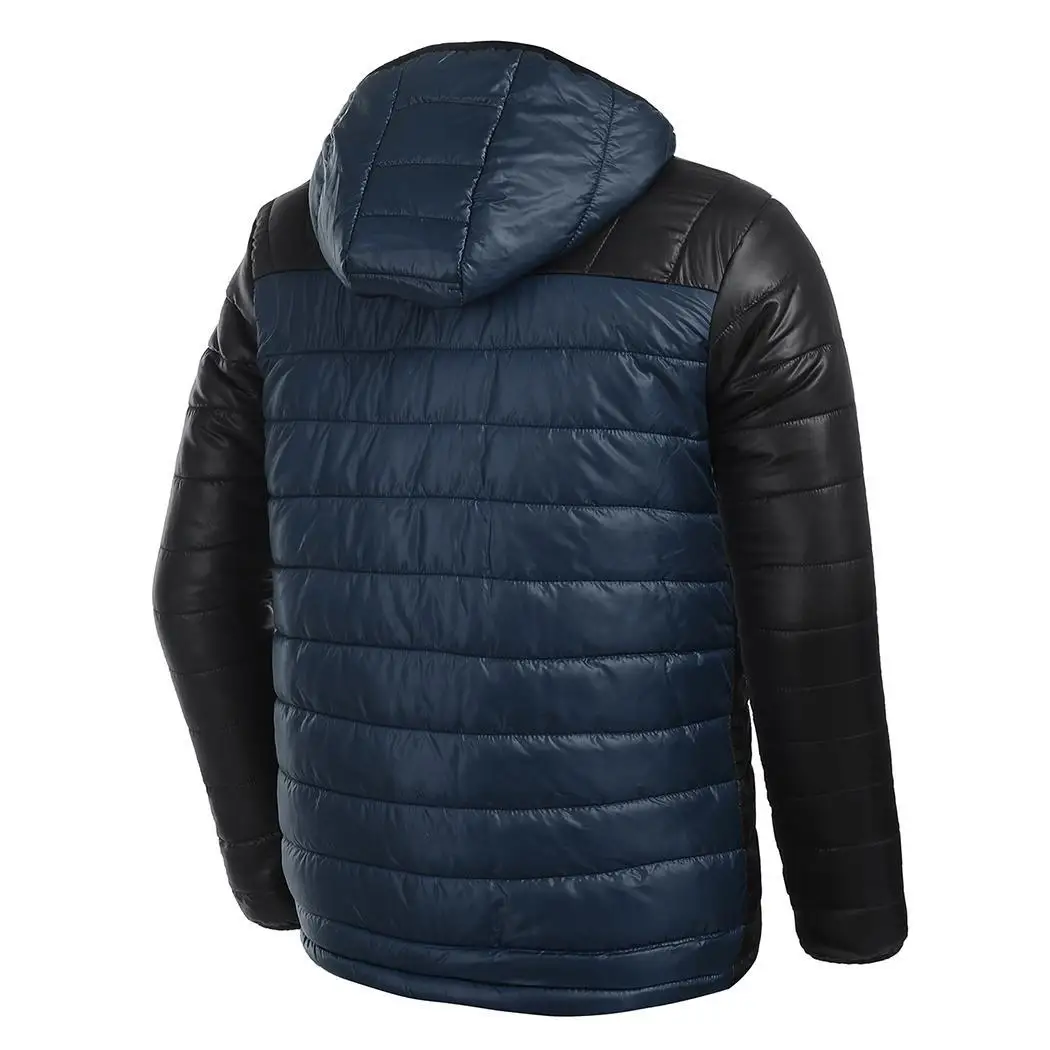 Men Hooded Long Sleeve Contrast Color Winter Zip-up Pockets Channel Quilted Padded Casual Front Jacket Patchwork | Мужская одежда