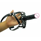 Двухсторонний фаллоимитатор camaTech, ремешок на голову, жгут для рта, пениса, открытый штекер, страпон, лесбийский член, кожаное рабство, секс-игрушки