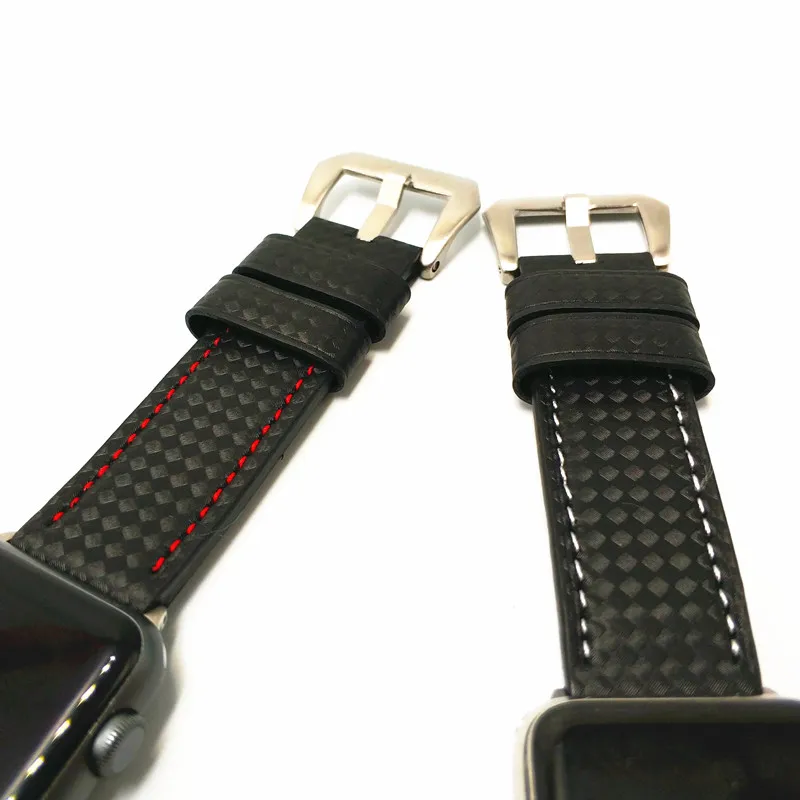 AKGLEADER кожаный ремешок из углеродного волокна для Apple Watch Series 1 2 3 4 iWatch Ремешки