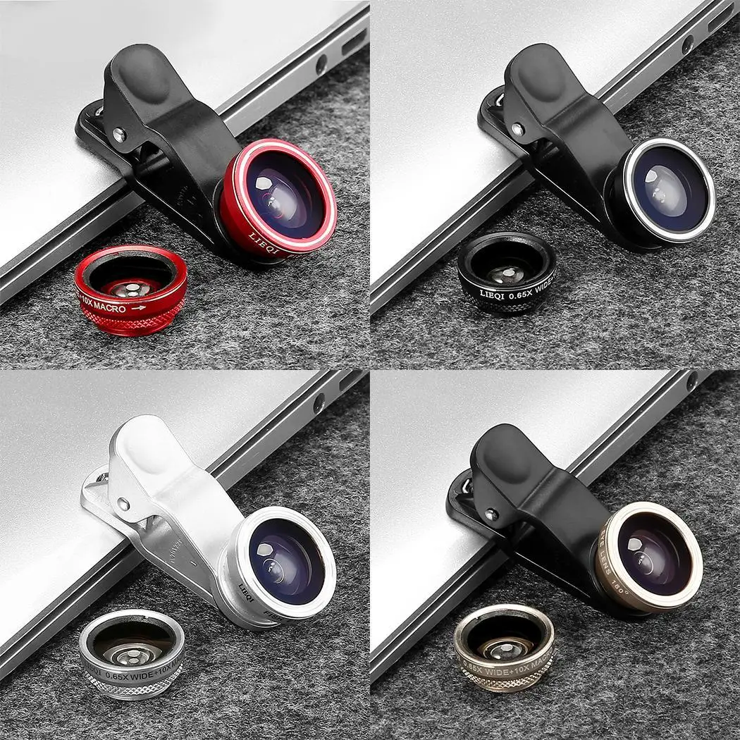 3 in 1 Wide Angle Camera Silver Red Gold Black 0.65X Lens Phone External General 10X | Мобильные телефоны и аксессуары