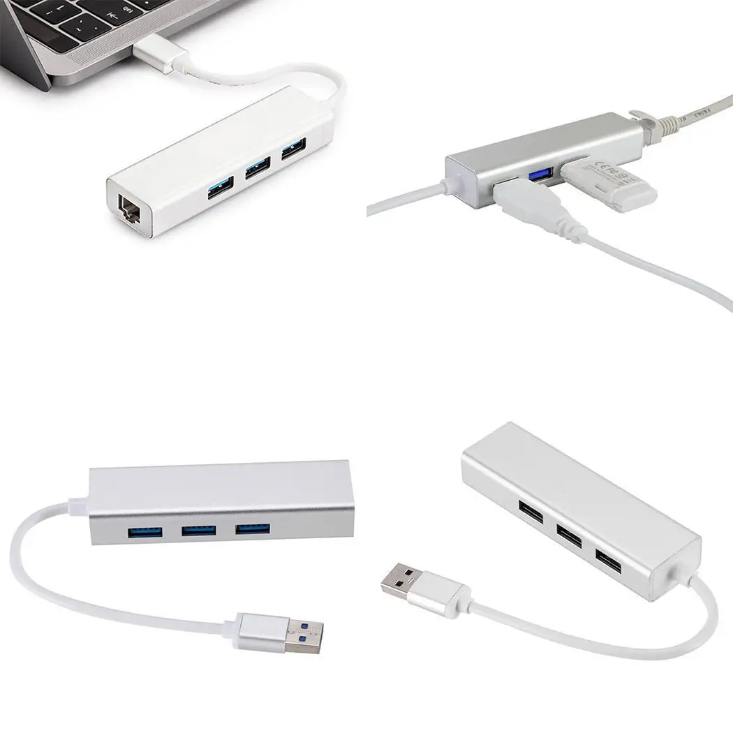 4 In 1 Mini Practical Multifunctional USB RJ45 3.0 HUB Ports Type-C Splitter Network Converter 10/100Mbps | Компьютеры и офис