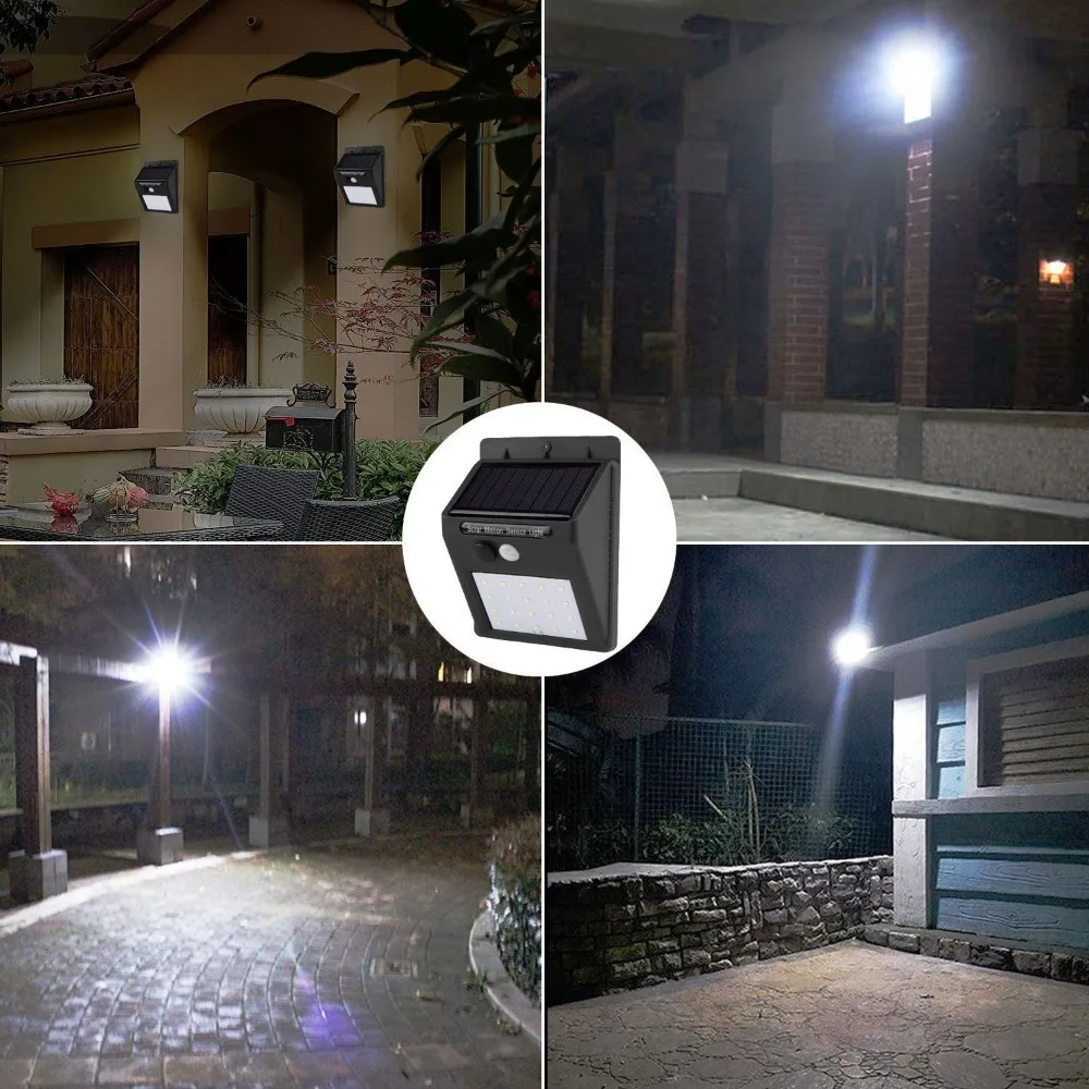 Светодио дный LED открытый солнечные панели перезаряжаемые лампы движения PIR