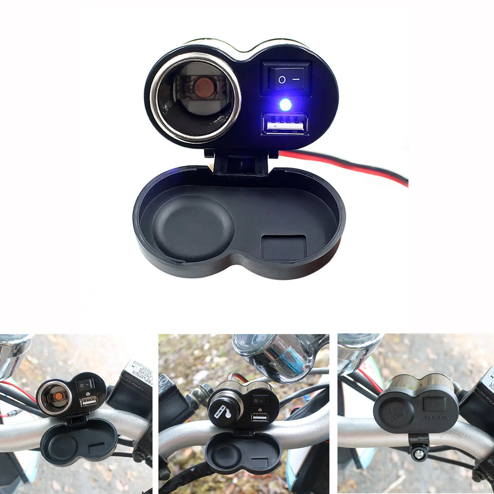 12 24V мотоцикл USB порт питания прикуривателя Зарядное устройство для мобильного
