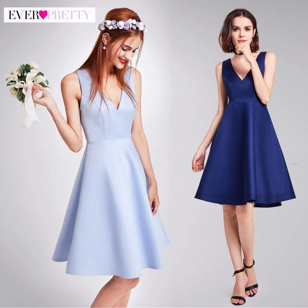 Платье подружки невесты es Ever Pretty EP05894 женское темно синее короткое с v образным