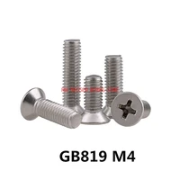 vis 100pcs gb819 m4 304 stainless steel metric thread flat head cross countersunk screw m4681012141618202580 mm