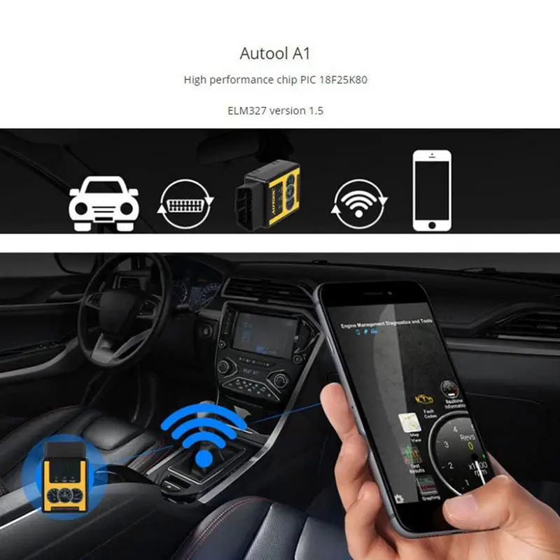 AUTOOL A1 OBD2 Scanner V1.5 Bluetooth/WIFI OBD II Auto Car Diagnostic Works On Android Better Than ELM327 |