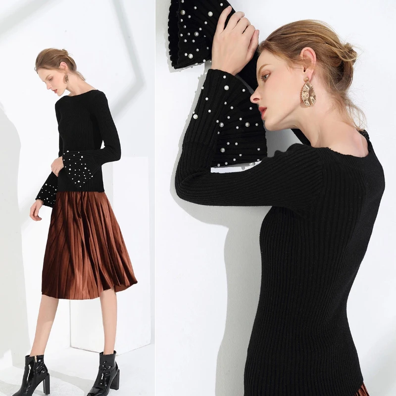 Deat 2019 Autumn Winter New Arrivals Sexy Best Pullover Long pagoda Sleeve Rayon For Women Knitted Sweaters Corean Style MC019 | Женская