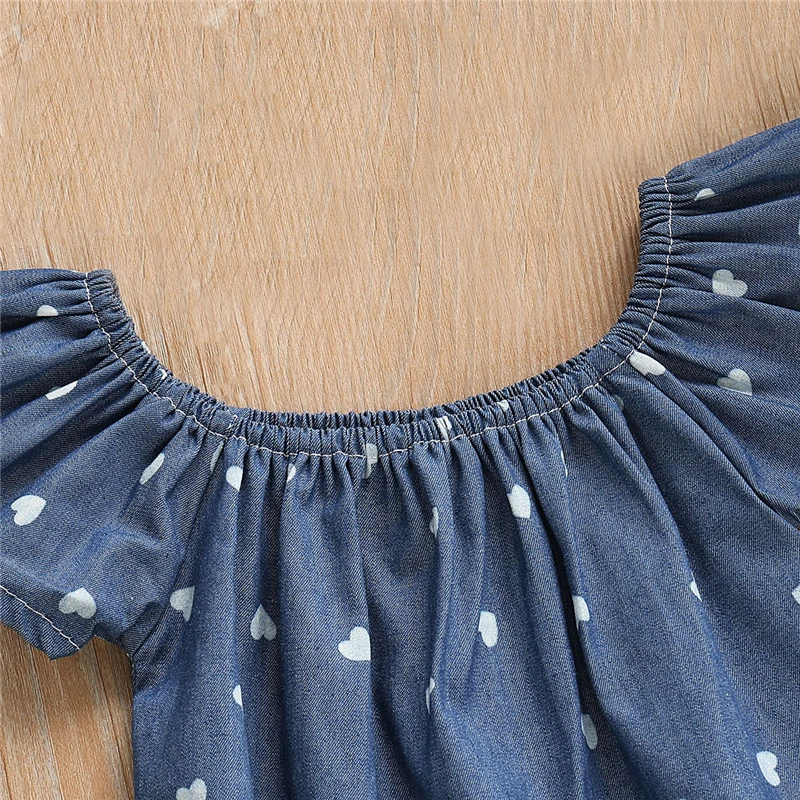 2 шт. детское джинсовое боди с принтом в виде сердца | Детская одежда и обувь