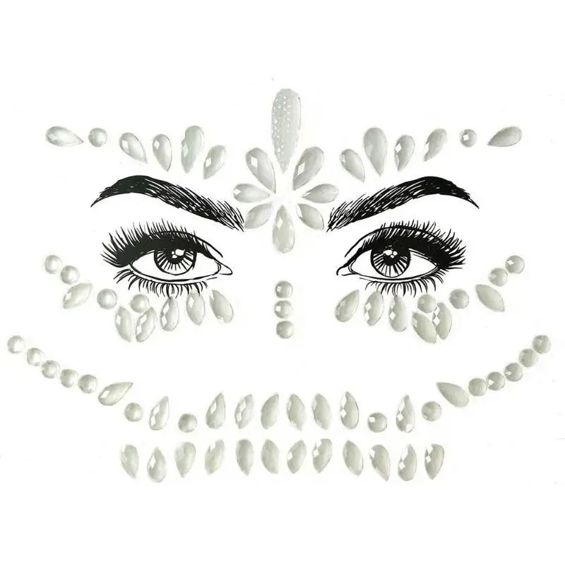 Adhesive Face Chest Tattoo Gems Sticker Set Women Jewelry Body Art Festival Party Makeup Temporary Stickers | Красота и здоровье