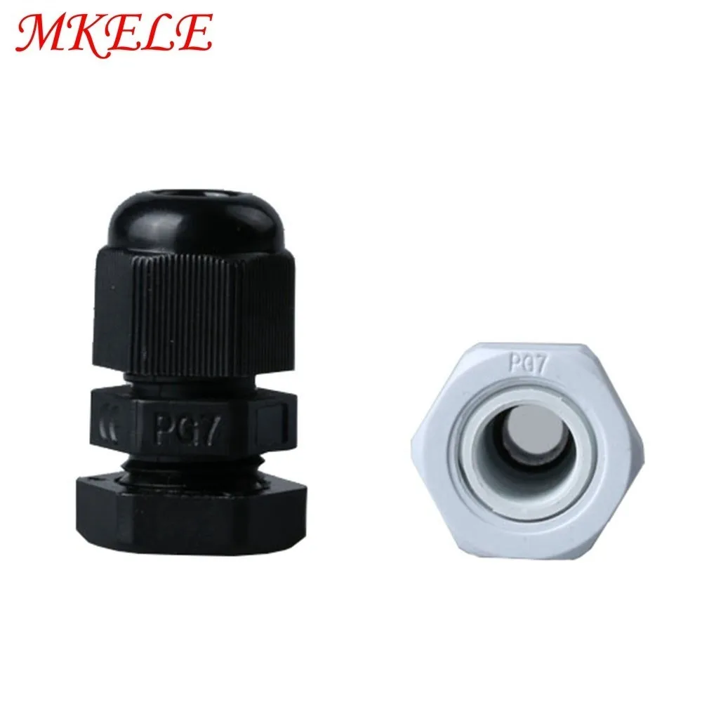 

10Pcs/lots Black/White Plastic Nylon Waterproof Cable Glands Joints IP68 Cable Connector For Cable PG7 PG9 PG11 PG13.5 PG16