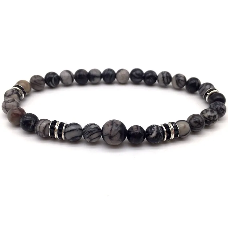 2020 New Fashion Men Bracelet 6mm Matte White Gray Round Stone Bead For Women Jewelry Gift | Украшения и аксессуары