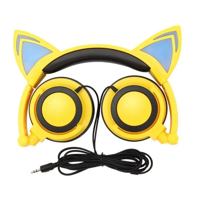 2019 Bluetooth наушники кошачьи беспроводные микрофон мигающие светящиеся с