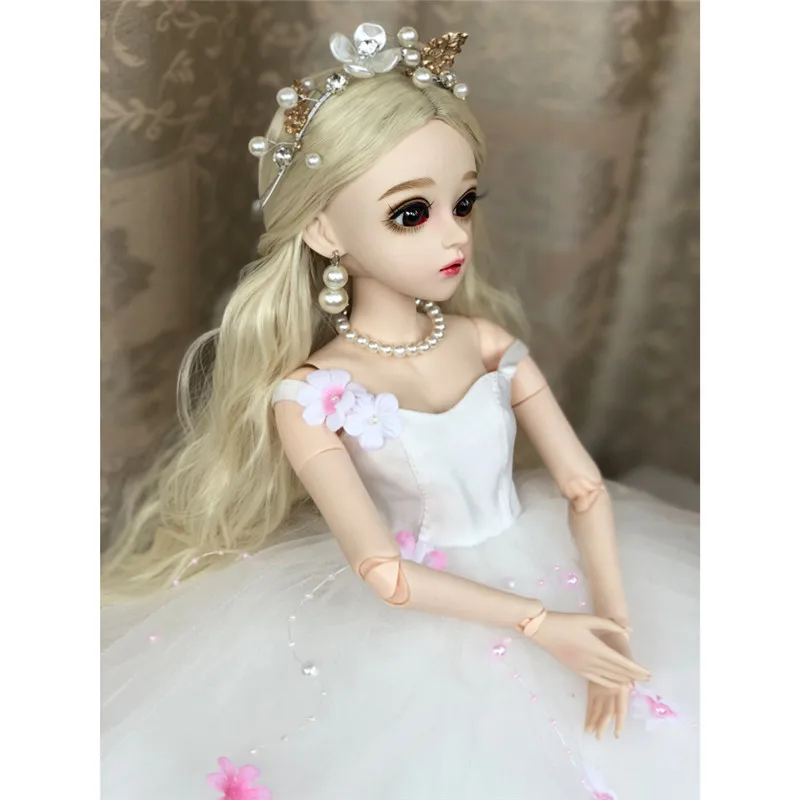 60 см BJD кукла с белым свадебным платьем Красивая макияж подвижная шарнирная День