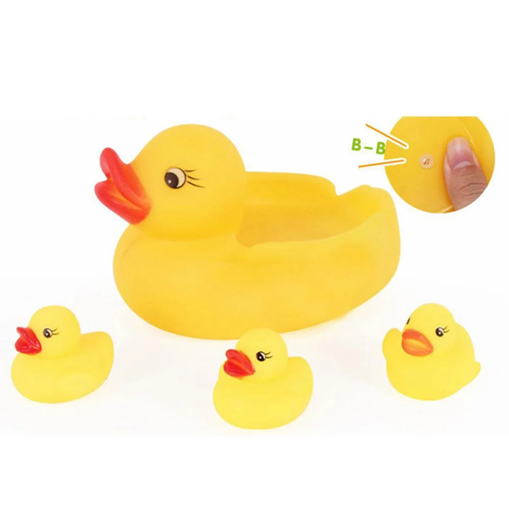 Лидер продаж! 4 Unids желтый резиновые утки Bathtime писклявый ванна для младенцев обувь