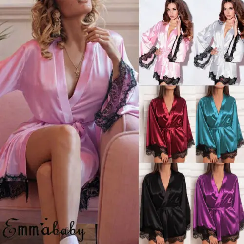 Sexy Womens Lingerie Sleepwear Lace Satin Babydoll Robe Underwear Night Dress | Тематическая одежда и униформа