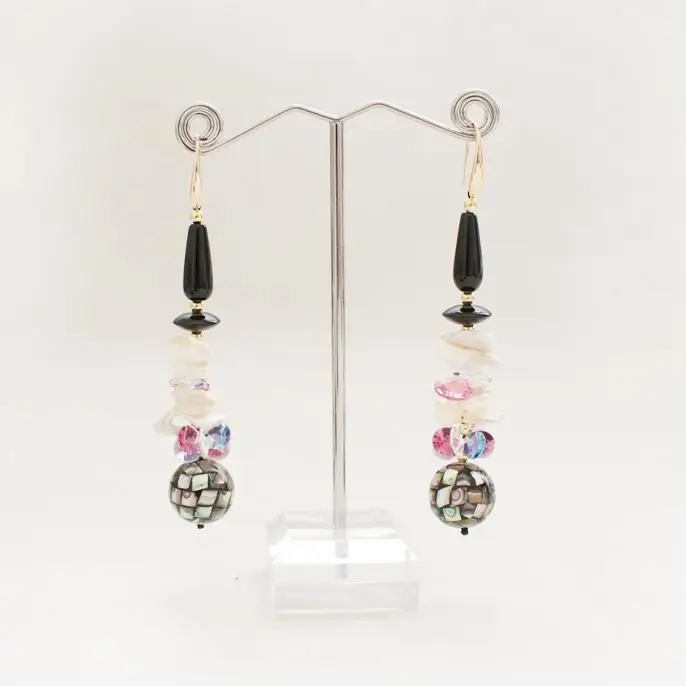 Женские длинные висячие серьги Стразы с кристаллами бахромой черные ювелирные