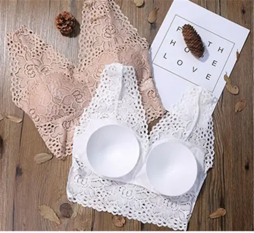 Сексуальный женский кружевной бюстгальтер с мягкими чашечками укороченные топы