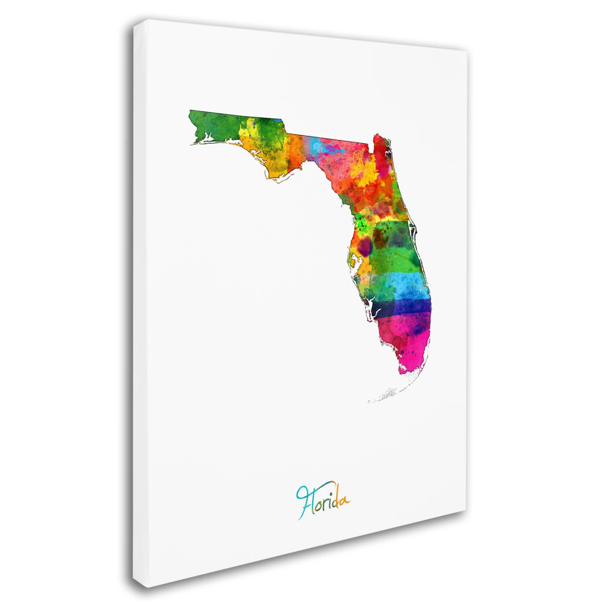 Майкл томпсетт 'Флорида Map' Холст Wall Art 35x47 дюймов|Наклейки на стену| |