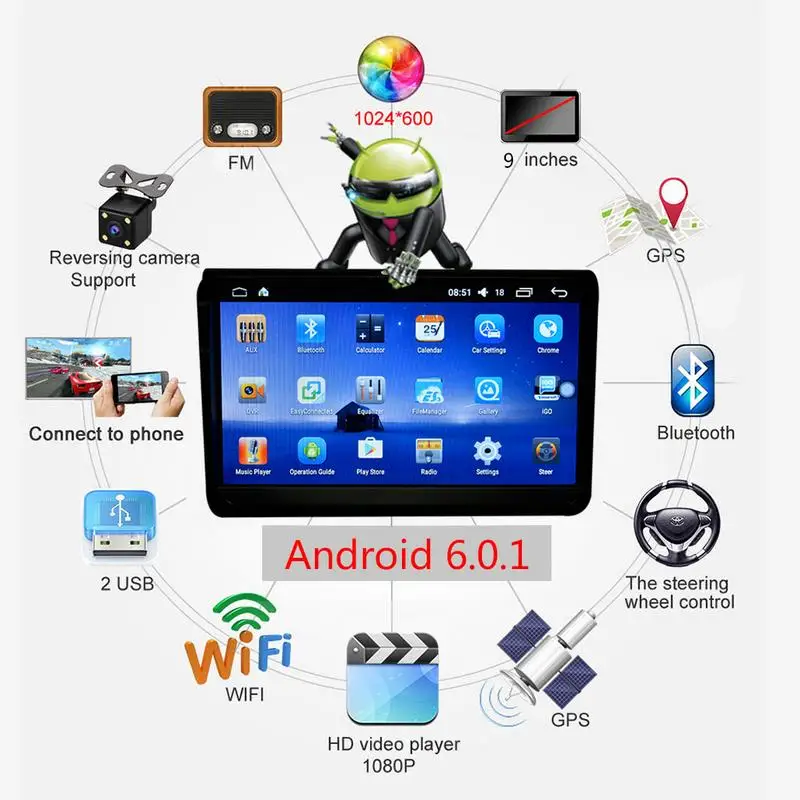 9 дюймовый Volkswagen специализированный Android Quad core 6 0 Автомобильный мультимедийный WI