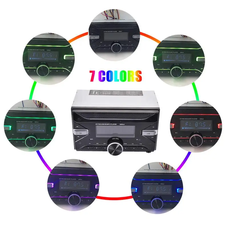 12 V автомобиль MP3 Bluetooth 7 цветов Подсветка автомобильная стереосистема радио FM Aux