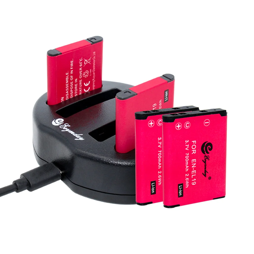 4 шт. EN EL19 батарея и USB двойное зарядное устройство для цифровых камер Nikon Coolpix S7000