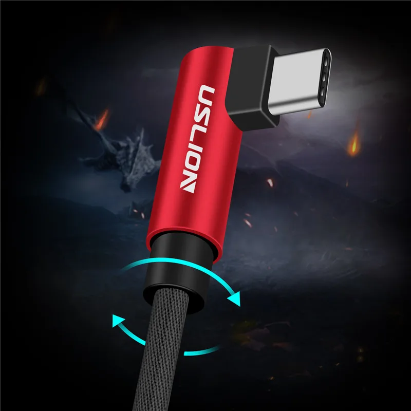 USLION USB кабель Быстрая зарядка type c для samsung huawei Xiaomi One Plus 6 т 5 T телефон зарядное