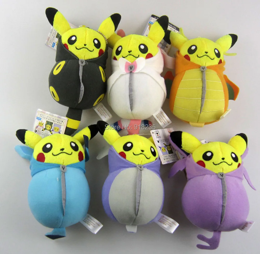 6 шт. Пикачу косплей Sylveon Charizard Umbreon Espeon vaporion 15 см плюшевый брелок подвеска спальный
