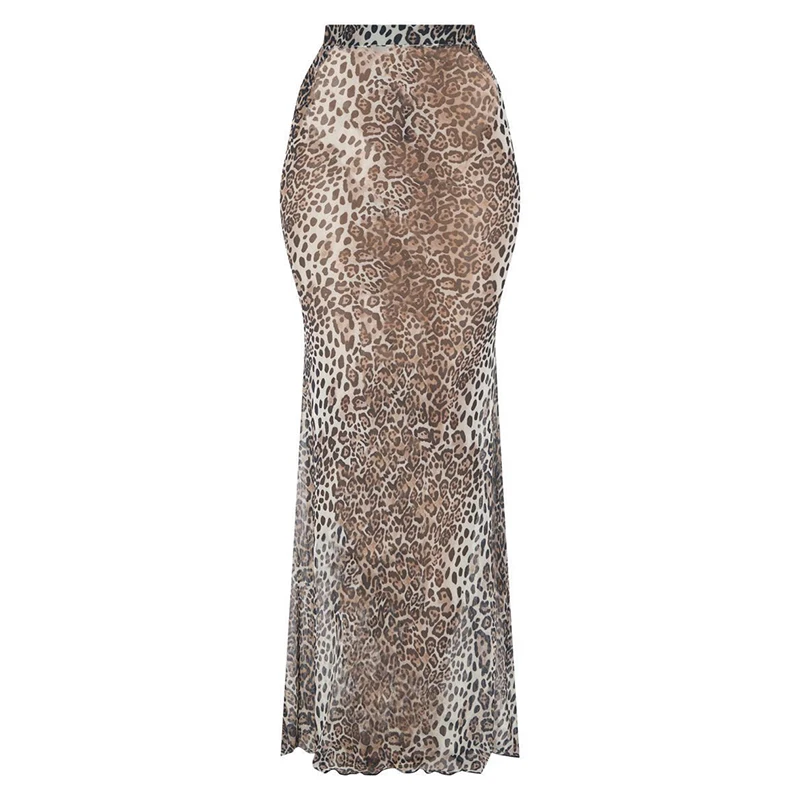 

Sexy Leopard bodycon skirts Women Newest Fashion Summer Fall Clothes High waist Transparent Pencil Long Skirts 2018 Street Style