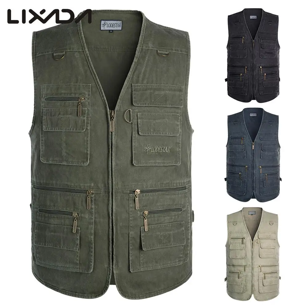Lixada Fishing Vest Sleeveless Zipper Jacket Multi-pockets Waistcoat for Photography Hiking Climbing pesca Wear | Спорт и