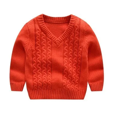 Winter Clothes For Children Unisex Kids Sweaters Autumn Knit Solid Pullover Fashion V-Neck Boys Girls Knitted | Детская одежда и