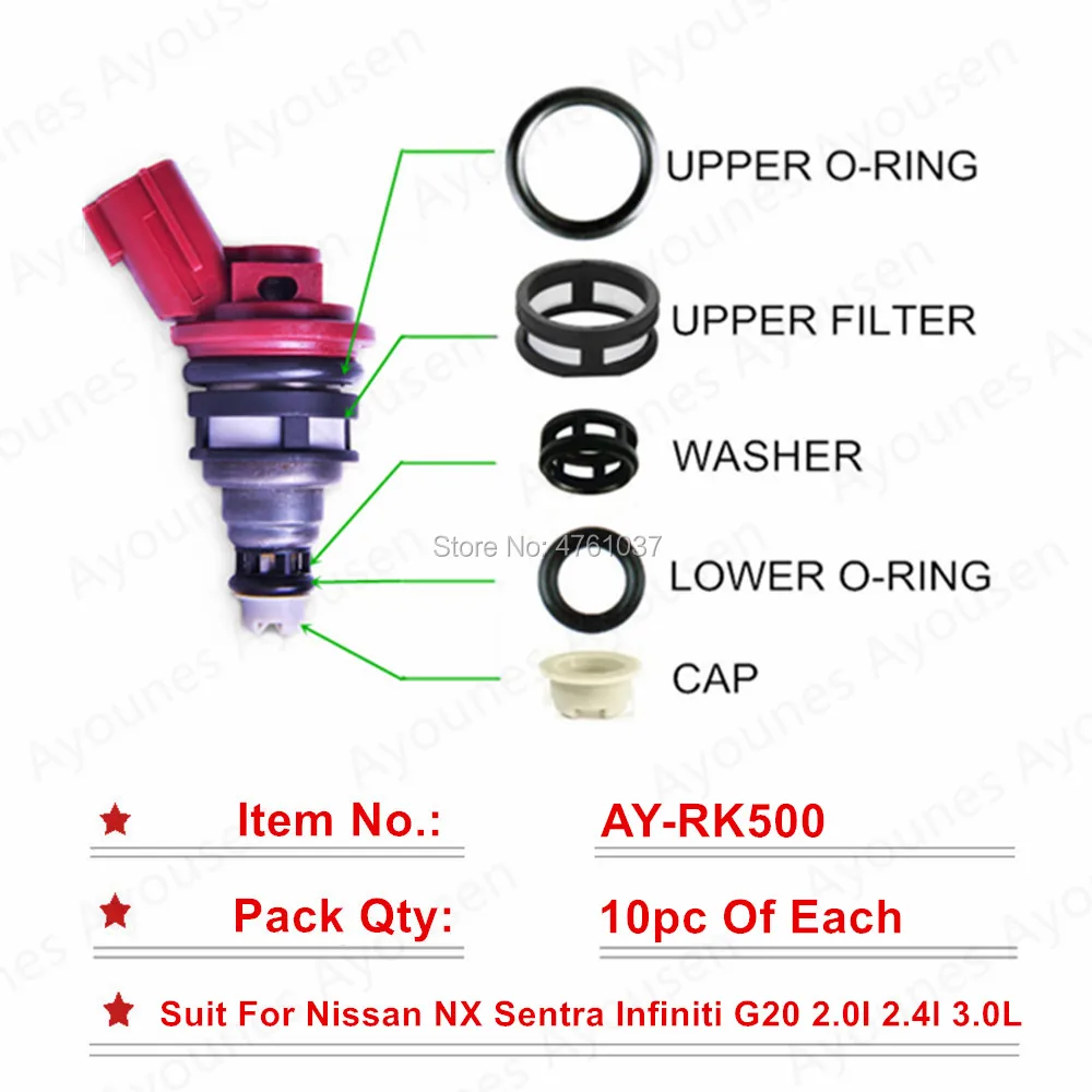 

10sets Fuel Injector Repair Sevince Kits Top Quality For Nissan NX Sentra 2.0L Parts #16600-53J03 Free shipping For AY-RK500