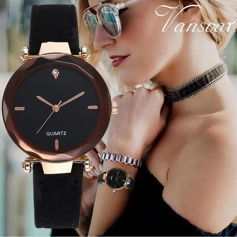 Orologio Donna модные роскошные часы кожаный ремешок из нержавеющей стали аналоговые