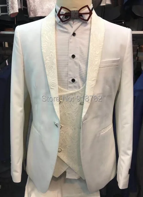 

Suit Men 2019 Designers White Wedding Suits For Men Groom Suit Tuxedo Custom Made 3 Piece Slim Fit Wedding Dress Terno Masculino