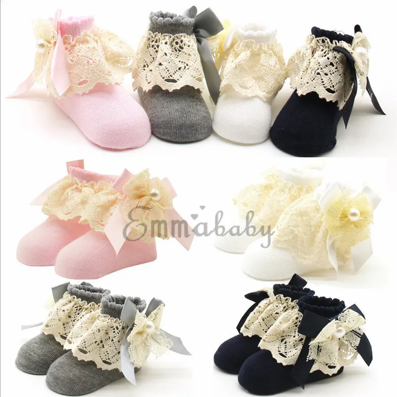 

Baby Girls Lace Ruffles Ankle Socks Cute Toddler Baby Girls Princess Style Short Tutu Cotton Socks Solid Color Soft Warm Sock