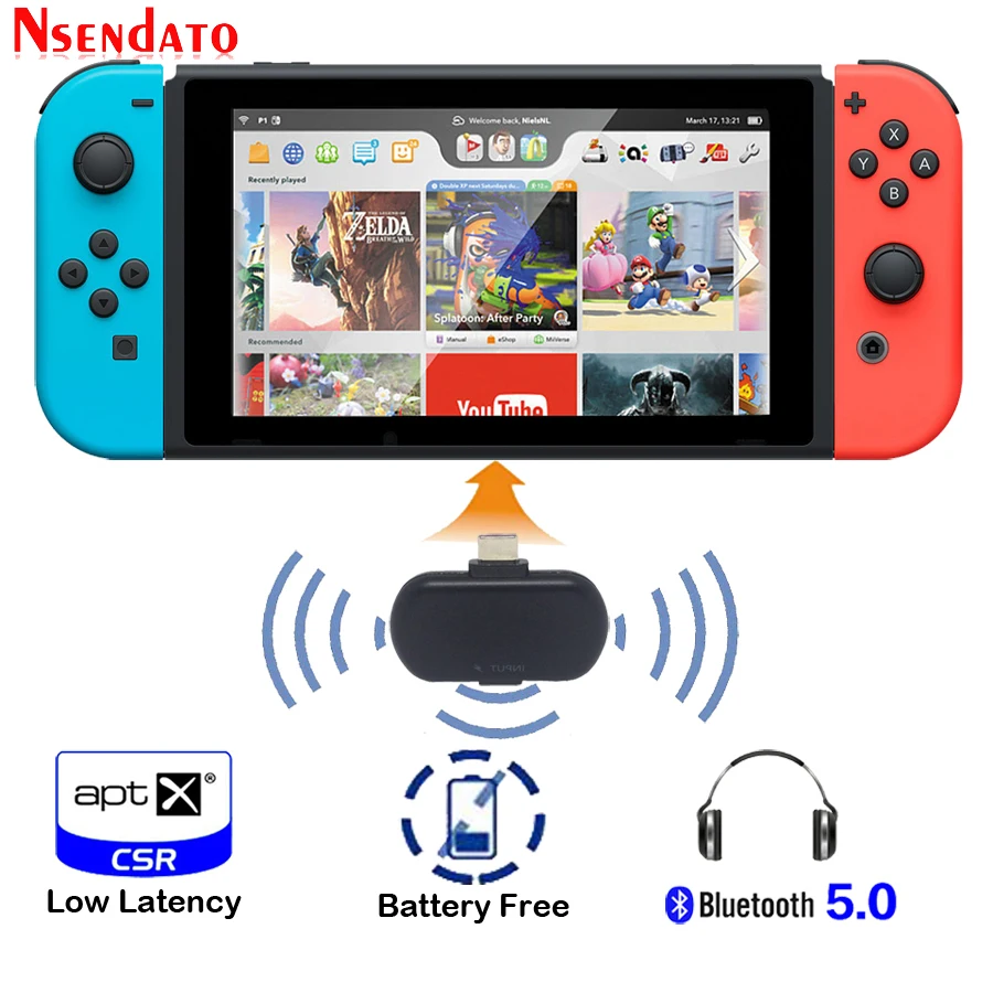 

Беспроводной Bluetooth 5,0 стерео Тип-C аудио передатчик адаптер приемопередатчика Поддержка APTX LL SBC низкой задержкой для Nintendo переключатель