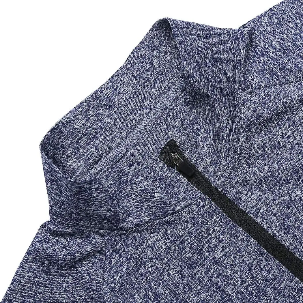 Men Fashion Round Neck Long Sleeve Solid Winter Spring Autumn Zipper Lightweight Casual Sporting T-shirt | Мужская одежда