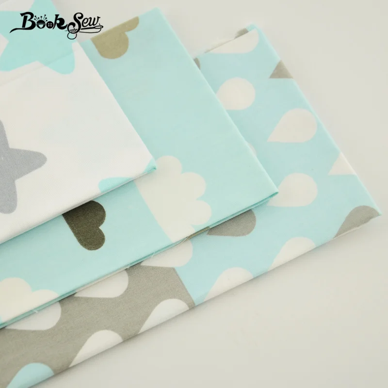 Booksew Weather and Star Style Patterns Various Sizes 100% Cotton Fabric 3pcs Pre cutting Pieces Bundle Bedding Sheet Tecido|100% cotton