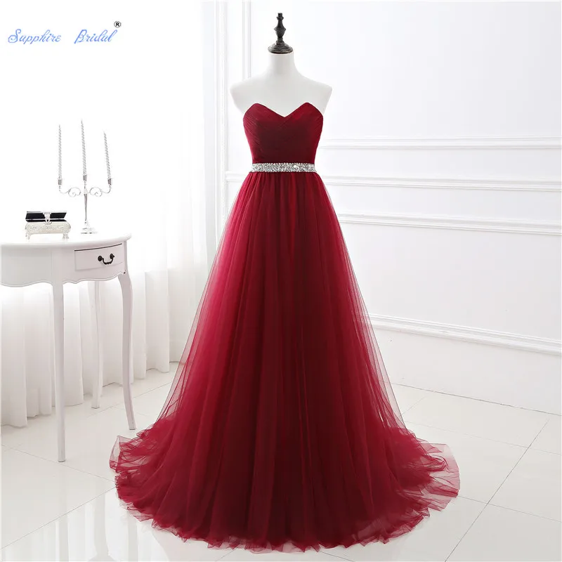 

Sapphire Bridal Sweetheart Long Party Gowns Vestido De 15 Anos De Capsweetheart Sparkly Beading Waist Burgundy Quinceanera Dress