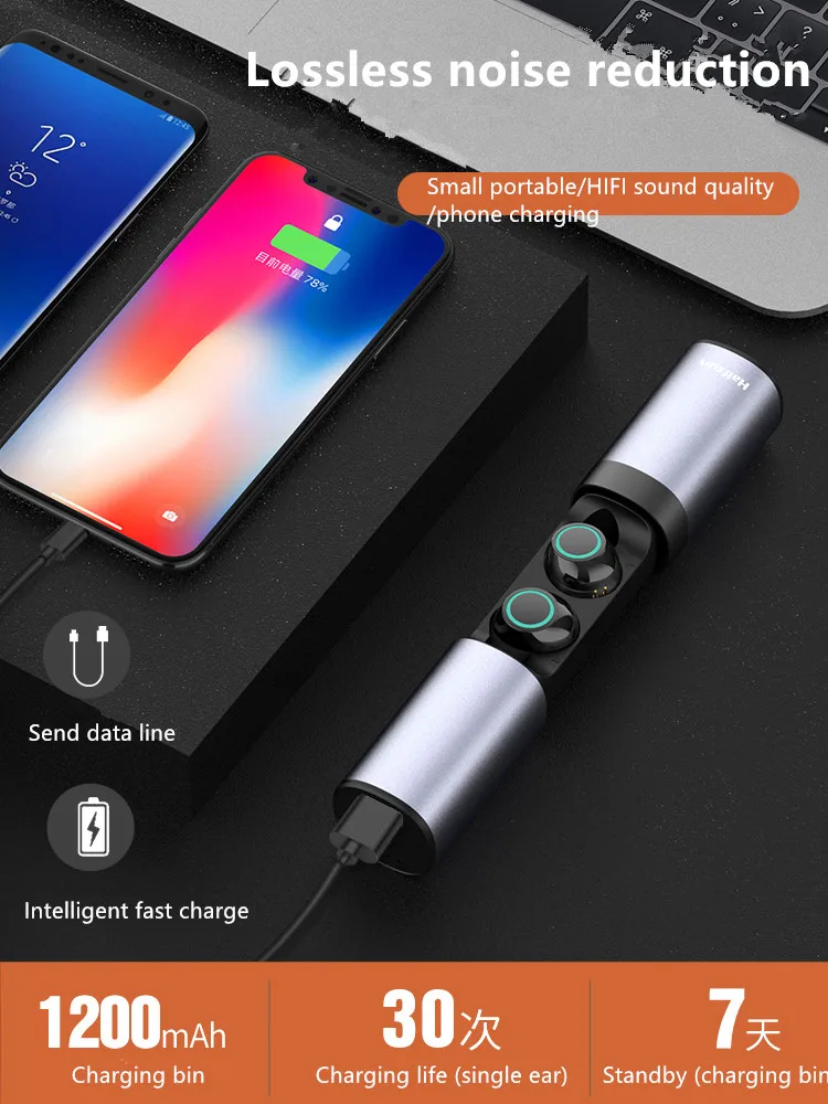 Bluetooth наушники беспроводные с сенсорным управлением зарядный чехол для iPhone Android