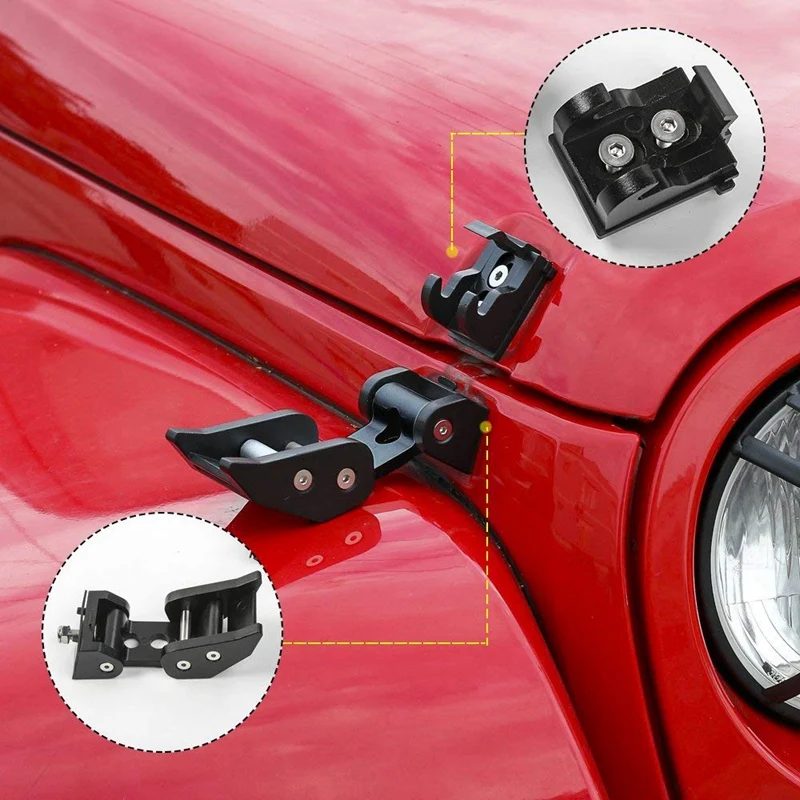 Black Stainless Steel Latch Locking Hood Catch Kit For 2007-2017 Jeep Wrangler Jk Jku | Interior Door Panels &amp Parts