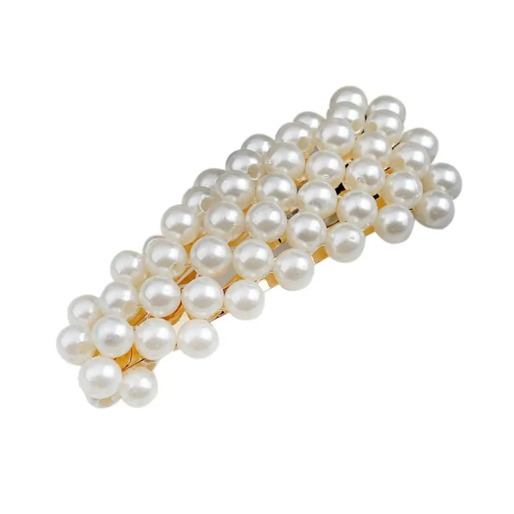 New Womens Fashion Artificial Pearl Hair Wedding/Party/Casual Clip Head As the picture shown Piece | Красота и здоровье