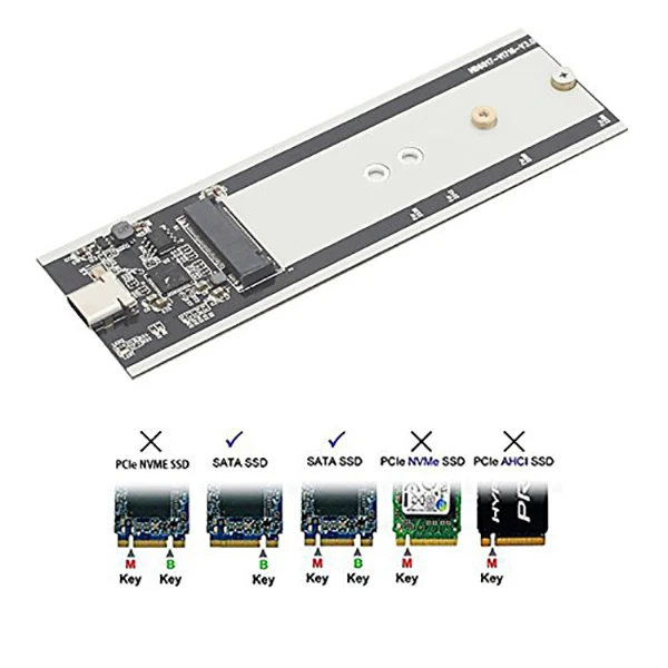 M.2 Nvme To Usb3.1 Type-C Gen2 10Gbps Enclosure Pci-E Ssd Hard Disk External Drive Box M-Key Usb-C Adapter |