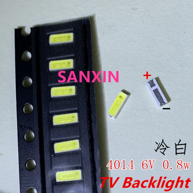 200 шт./лот PCT 4014 4020 чип-2 SMD светодиодные бусины Холодный белый 1 Вт 6 в ма для