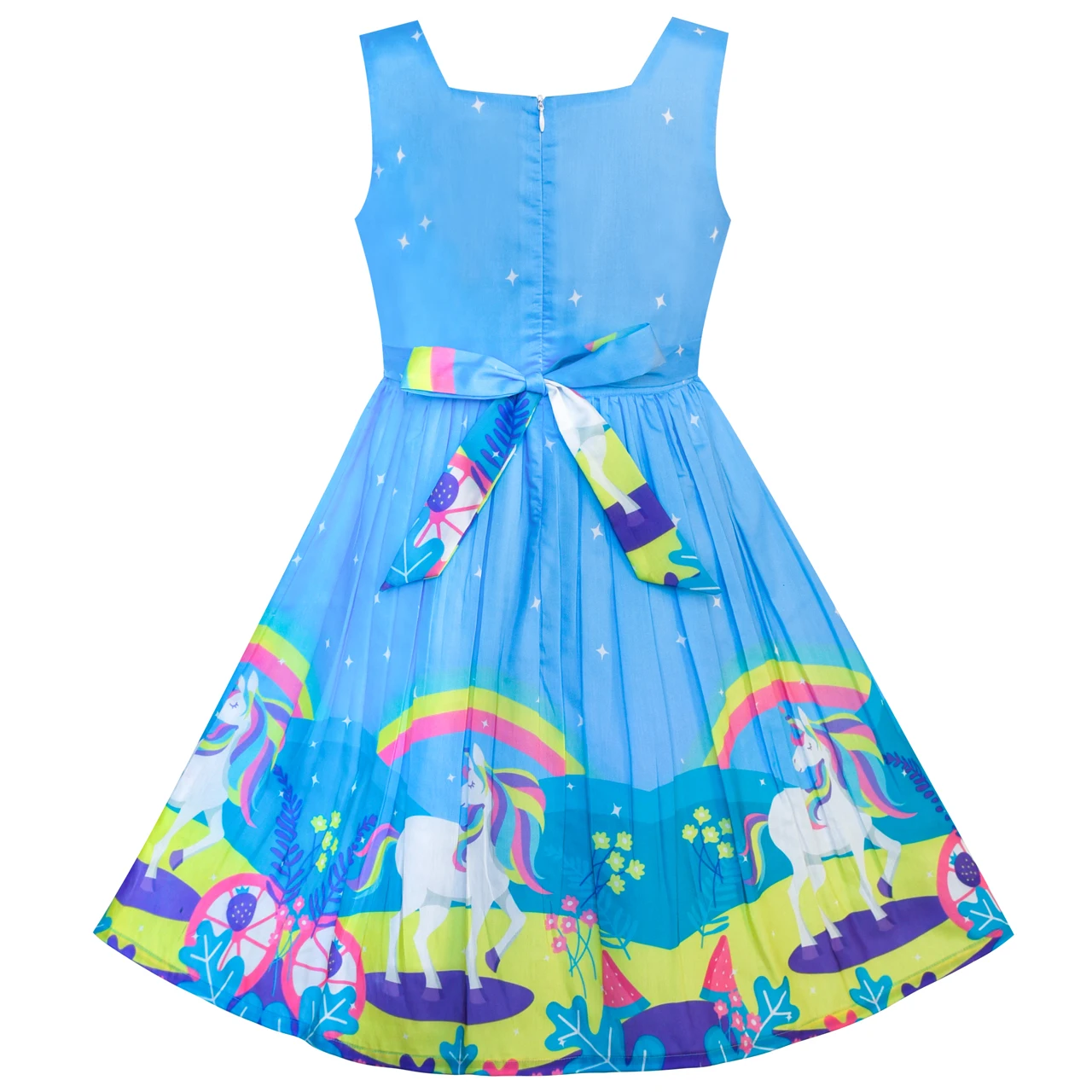 Girls Dress Unicorn Rainbow Sleeveless Deep Pink Princess 2020 Summer Wedding Party Dresses Kids Clothes Pageant Sundress | Детская