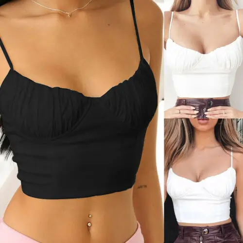 Женский облегающий жилет на бретельках укороченный топ летняя рубашка 2019|Топы| |
