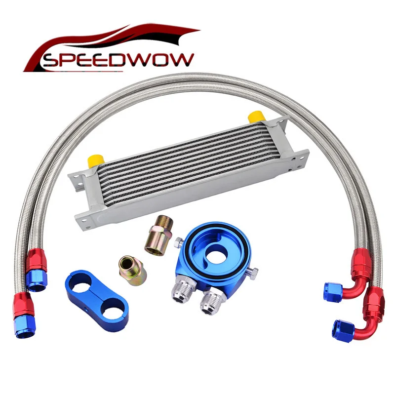 SPEEDWOW 10 рядный Трансмиссия гоночный масляный охладитель + Масляный фильтр Сэндвич