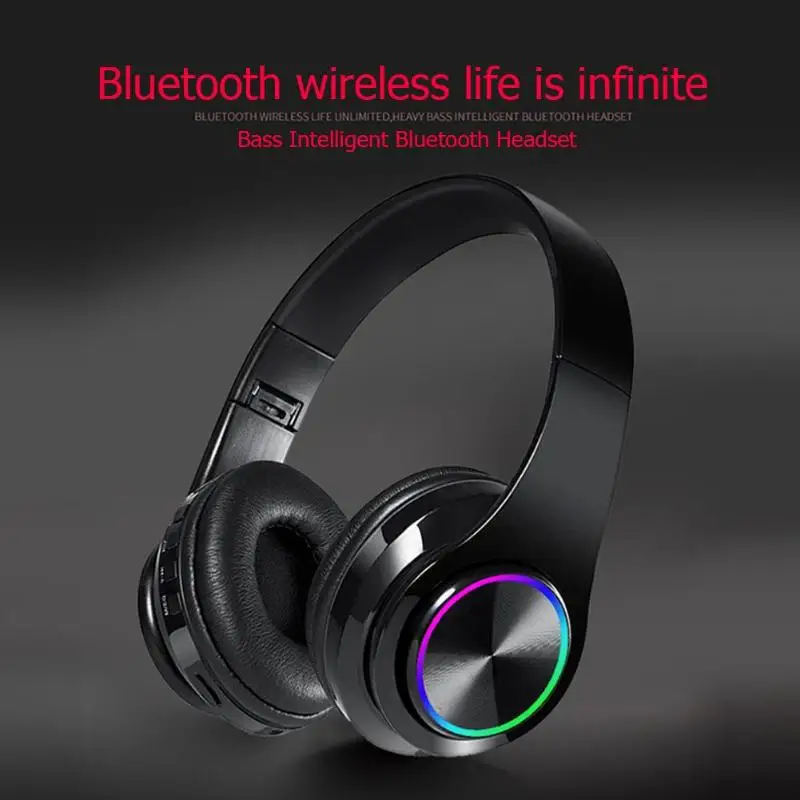 Световой беспроводной Bluetooth гарнитура глубокий бас наушники спортивные