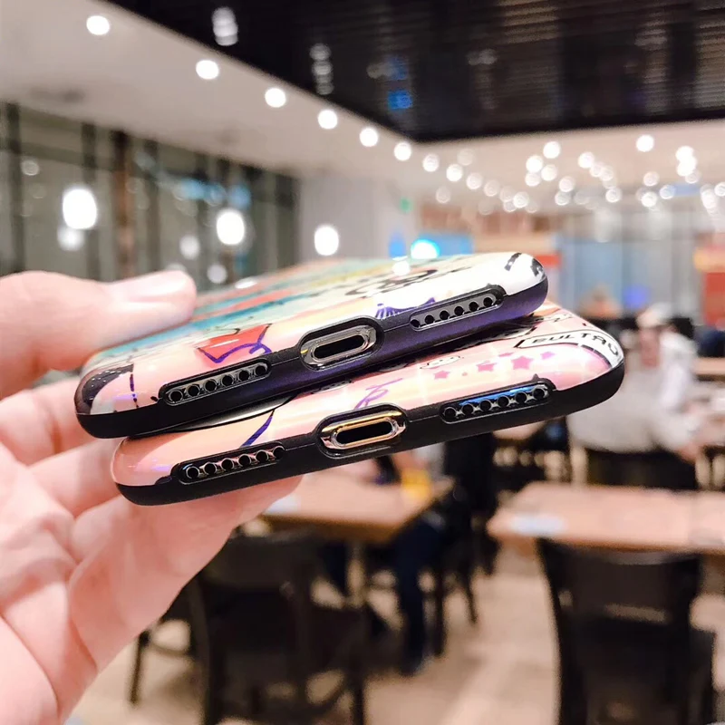 Lovebay Blue Ray Phone Чехол для iPhone 6 6s 7 8 Plus X Dreamy любовное письмо с сердцами узор глянцевый